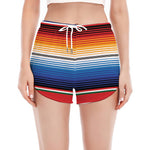 Ethnic Serape Blanket Stripe Print Women's Split Running Shorts