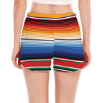 Ethnic Serape Blanket Stripe Print Women's Split Running Shorts