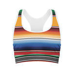 Ethnic Serape Blanket Stripe Print Women's Sports Bra