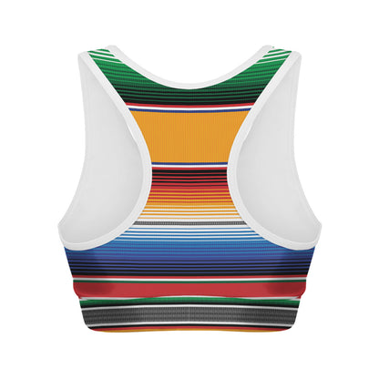 Ethnic Serape Blanket Stripe Print Women's Sports Bra