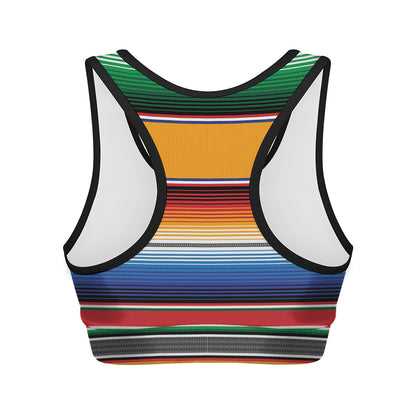 Ethnic Serape Blanket Stripe Print Women's Sports Bra