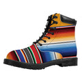 Ethnic Serape Blanket Stripe Print Padded Collar Lace Up Boots