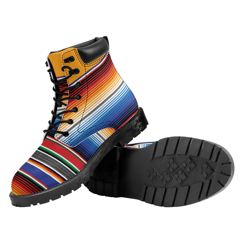 Ethnic Serape Blanket Stripe Print Work Boots