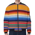 Ethnic Serape Blanket Stripe Print Zip Sleeve Bomber Jacket