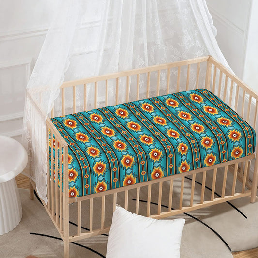 Ethnic Southwestern Navajo Pattern Print Baby Crib Sheet