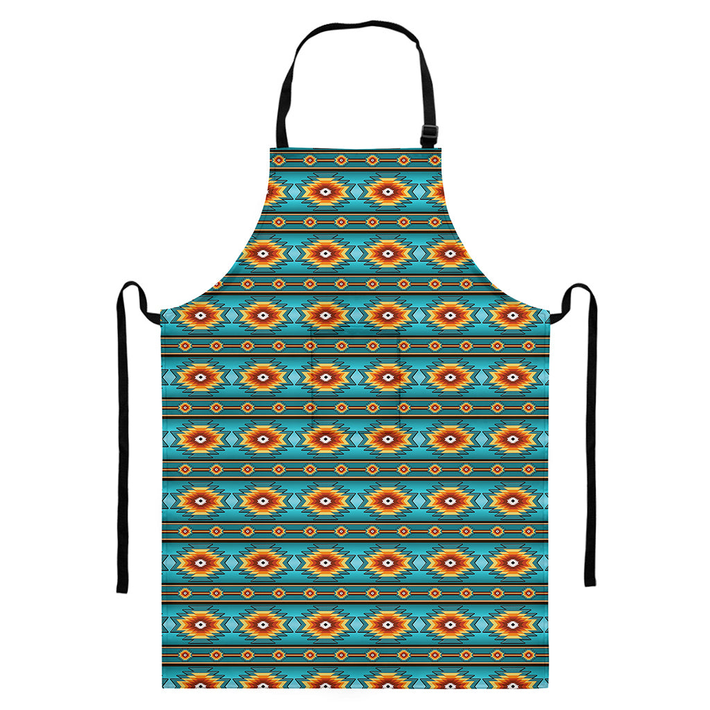 Ethnic Southwestern Navajo Pattern Print Bib Apron With Pocket