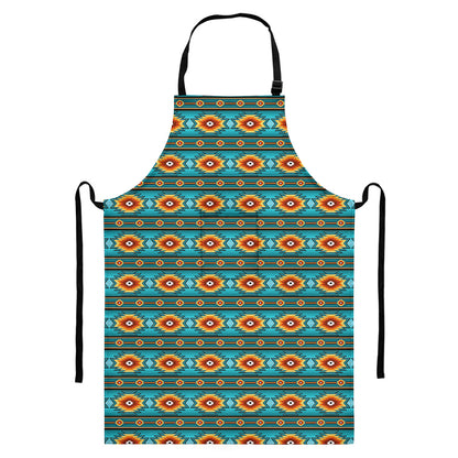 Ethnic Southwestern Navajo Pattern Print Bib Apron With Pocket