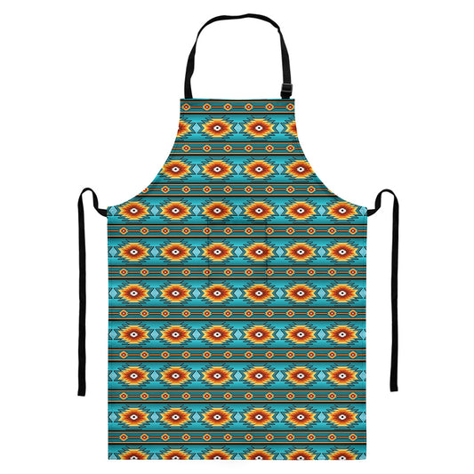 Ethnic Southwestern Navajo Pattern Print Bib Apron With Pocket