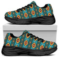 Ethnic Southwestern Navajo Pattern Print Black Chunky Shoes