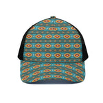 Ethnic Southwestern Navajo Pattern Print Black Mesh Trucker Cap