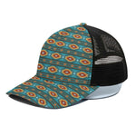 Ethnic Southwestern Navajo Pattern Print Black Mesh Trucker Cap