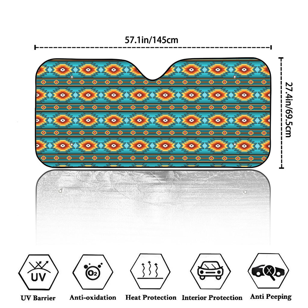 Ethnic Southwestern Navajo Pattern Print Car Windshield Sun Shade