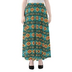 Ethnic Southwestern Navajo Pattern Print Chiffon Maxi Skirt