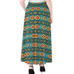 Ethnic Southwestern Navajo Pattern Print Chiffon Maxi Skirt