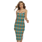 Ethnic Southwestern Navajo Pattern Print Cross Back Cami Dress