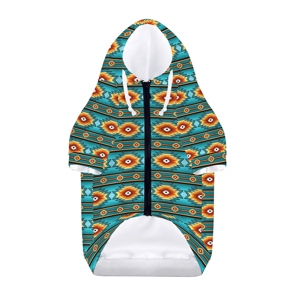 Ethnic Southwestern Navajo Pattern Print Dog Zip Up Hoodie