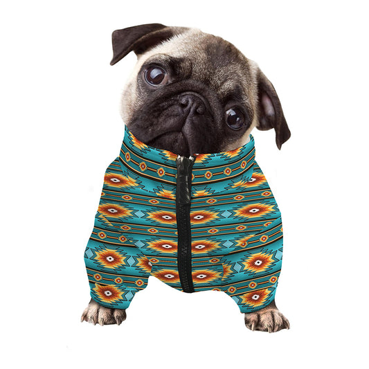 Ethnic Southwestern Navajo Pattern Print Dog Zip Up Jacket