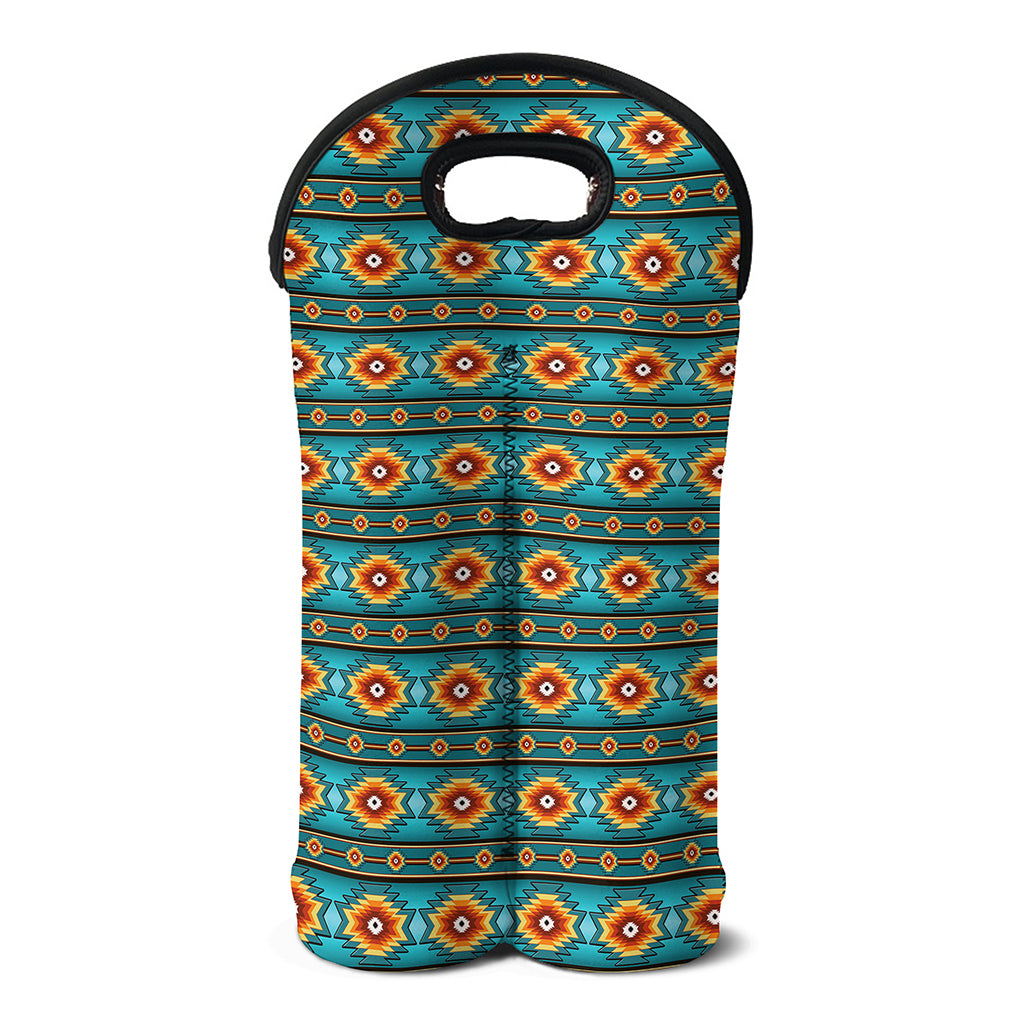 Ethnic Southwestern Navajo Pattern Print Double Neoprene Wine Tote