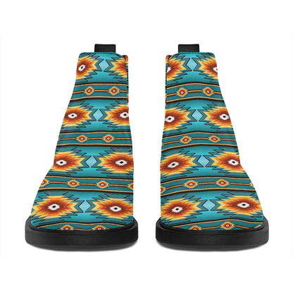 Ethnic Southwestern Navajo Pattern Print Flat Ankle Boots