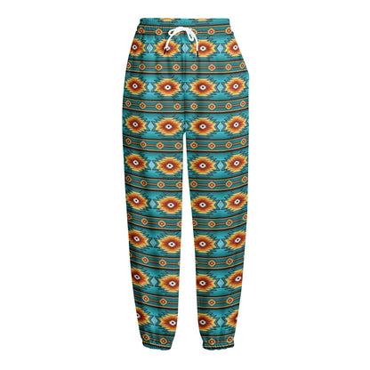 Ethnic Southwestern Navajo Pattern Print Fleece Lined Knit Pants