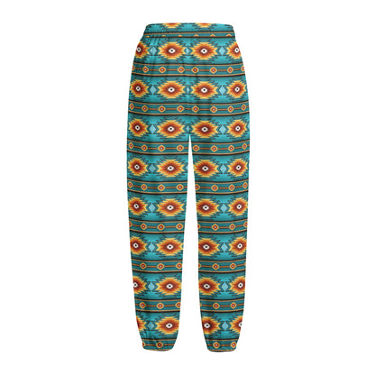 Ethnic Southwestern Navajo Pattern Print Fleece Lined Knit Pants