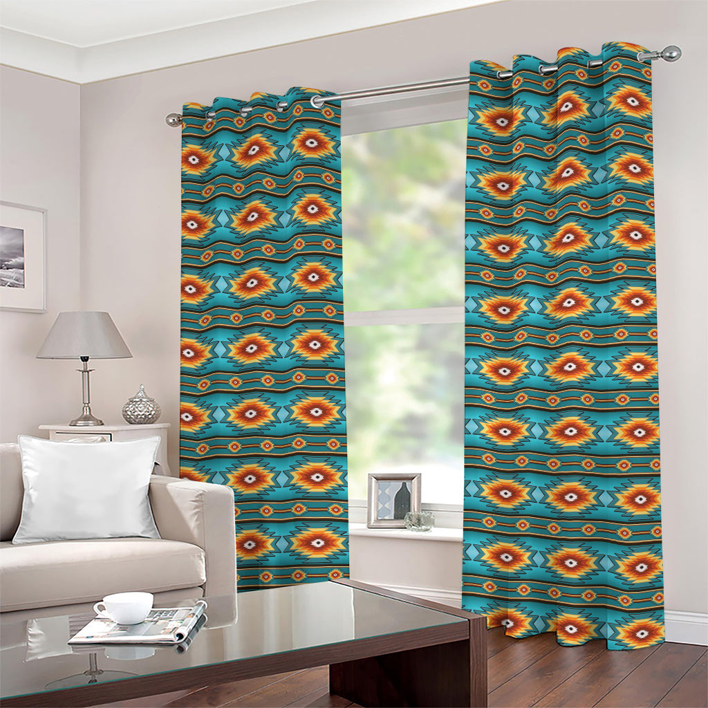 Ethnic Southwestern Navajo Pattern Print Grommet Curtains