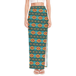 Ethnic Southwestern Navajo Pattern Print High Slit Maxi Skirt