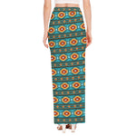 Ethnic Southwestern Navajo Pattern Print High Slit Maxi Skirt