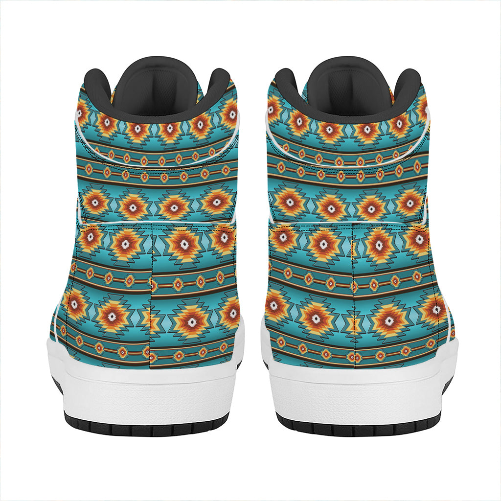 Ethnic Southwestern Navajo Pattern Print High Top Leather Sneakers