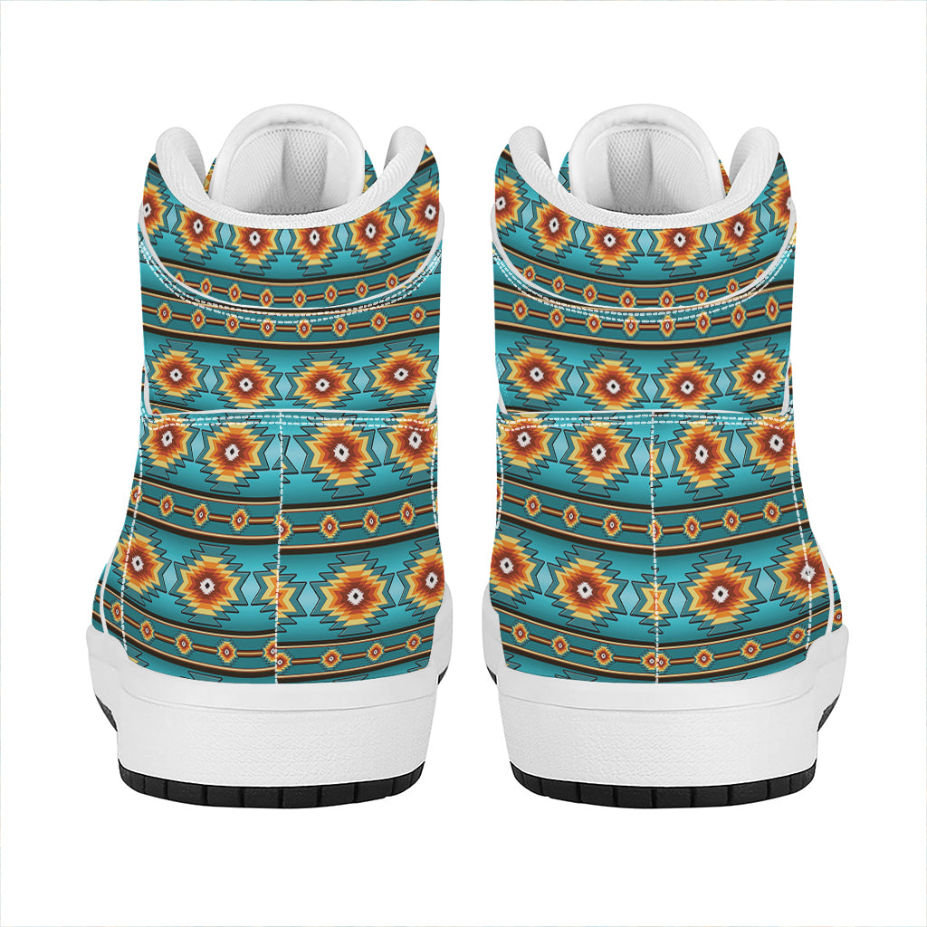 Ethnic Southwestern Navajo Pattern Print High Top Leather Sneakers