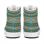 Ethnic Southwestern Navajo Pattern Print High Top Leather Sneakers