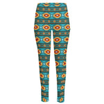 Ethnic Southwestern Navajo Pattern Print High-Waisted Pocket Leggings