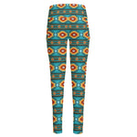Ethnic Southwestern Navajo Pattern Print High-Waisted Pocket Leggings