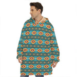 Ethnic Southwestern Navajo Pattern Print Hoodie Blanket