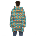 Ethnic Southwestern Navajo Pattern Print Hoodie Blanket