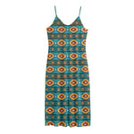 Ethnic Southwestern Navajo Pattern Print Jersey Midi Cami Dress