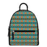 Ethnic Southwestern Navajo Pattern Print Leather Backpack