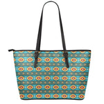 Ethnic Southwestern Navajo Pattern Print Leather Tote Bag