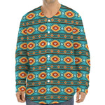 Ethnic Southwestern Navajo Pattern Print Long Sleeve Baseball Jersey
