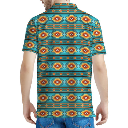 Ethnic Southwestern Navajo Pattern Print Men's Polo Shirt