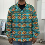Ethnic Southwestern Navajo Pattern Print Men's Shirt Jacket