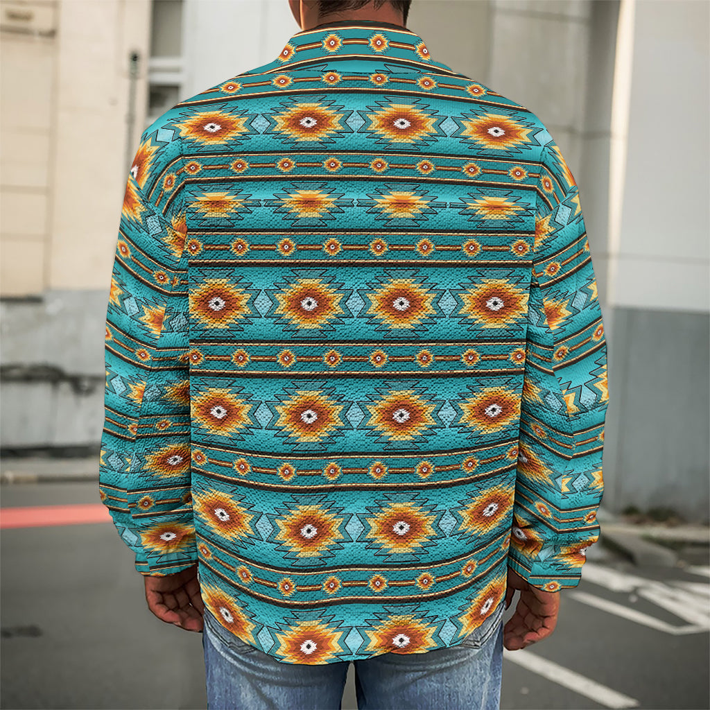 Ethnic Southwestern Navajo Pattern Print Men's Shirt Jacket