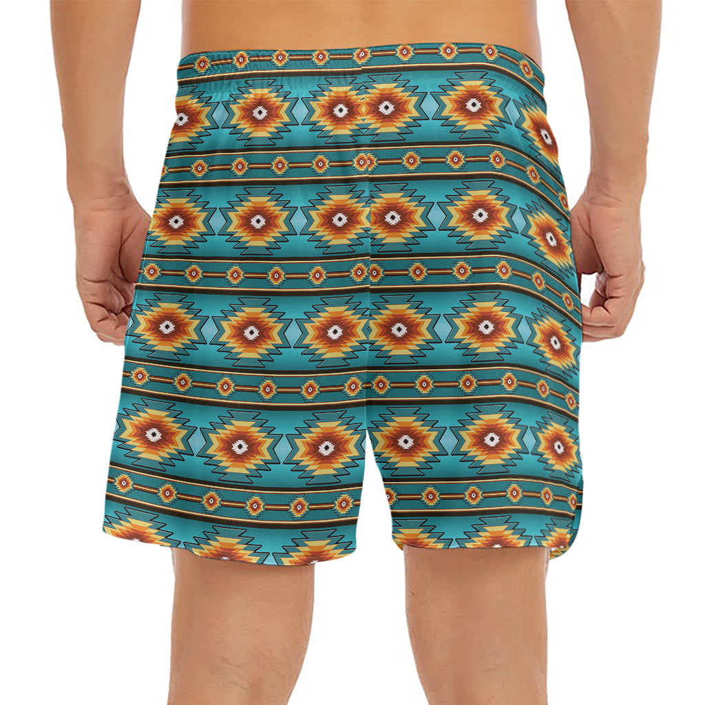 Ethnic Southwestern Navajo Pattern Print Men's Split Running Shorts