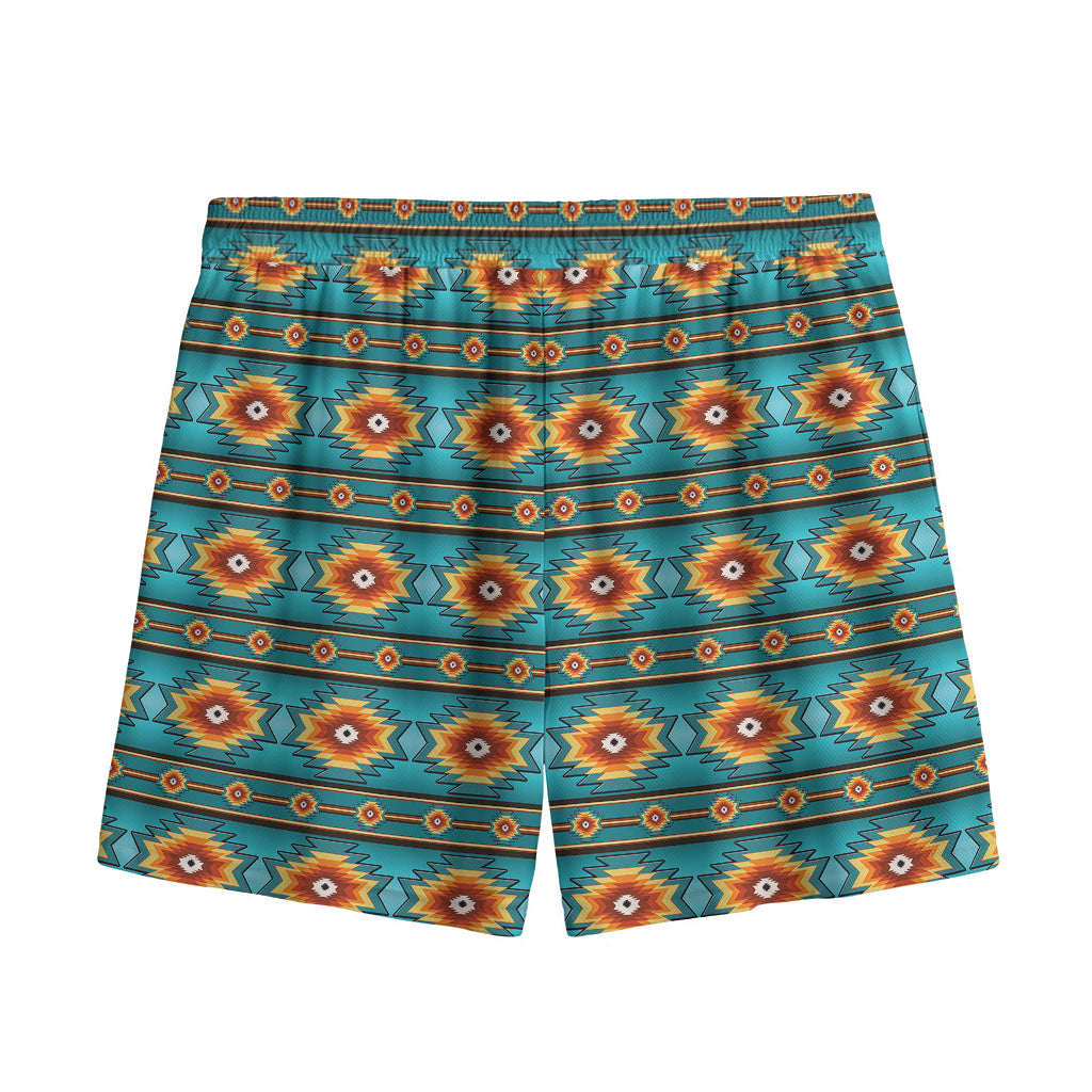 Ethnic Southwestern Navajo Pattern Print Mesh Shorts