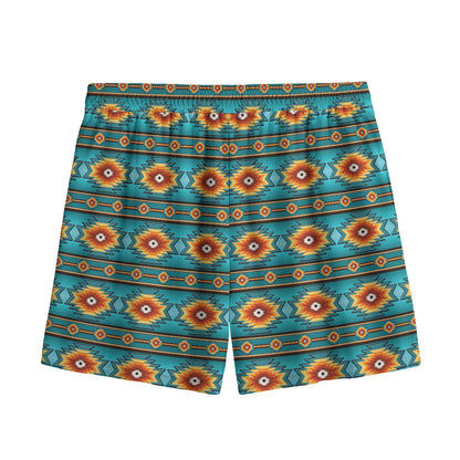 Ethnic Southwestern Navajo Pattern Print Mesh Shorts