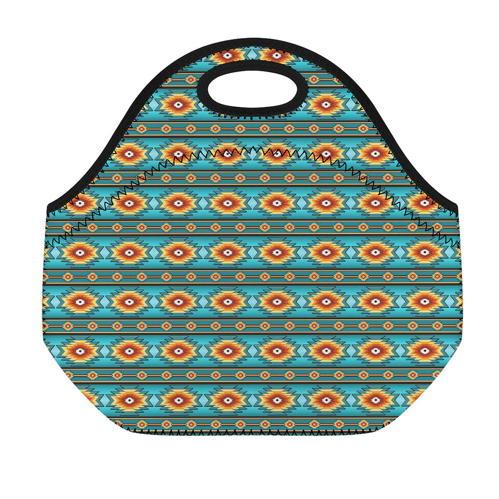 Ethnic Southwestern Navajo Pattern Print Neoprene Lunch Bag