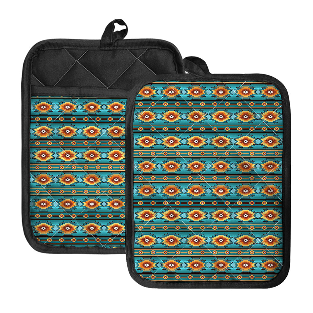 Ethnic Southwestern Navajo Pattern Print Pot Holders With Pocket