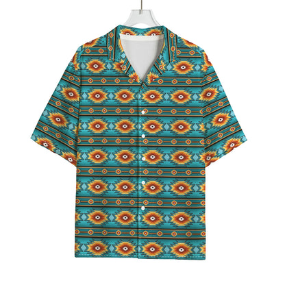 Ethnic Southwestern Navajo Pattern Print Rayon Hawaiian Shirt