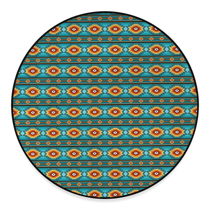 Ethnic Southwestern Navajo Pattern Print Round Floor Mat