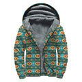 Ethnic Southwestern Navajo Pattern Print Sherpa Lined Zip Up Hoodie